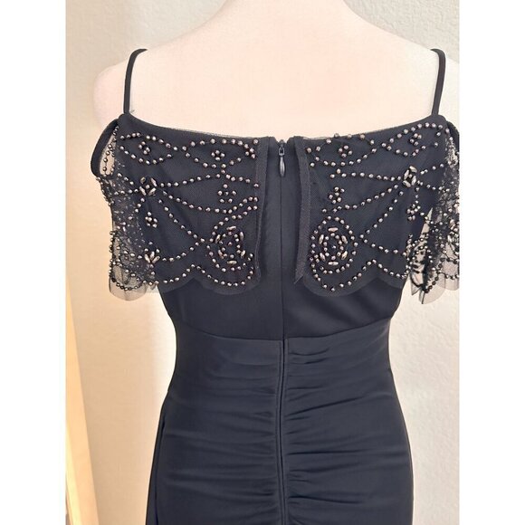 X by Xscape Women Floor Length Navy Blue Evening Gown US 4 Whimsygoth 90s Y2K - Picture 14 of 16